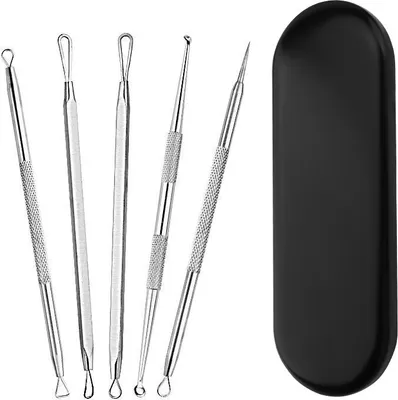 Produktbild von INF 5-teiliger Mitesser-Entferner, Pickel-Entferner, Gesichtspflege-Set Silber