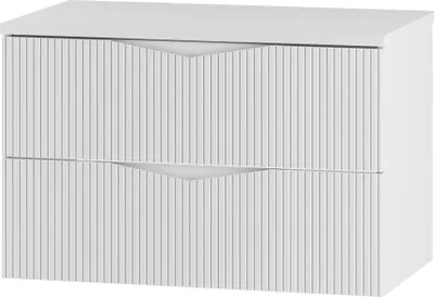 Produktbild von Badezimmer Waschtischunterschrank mit 80 cm Breite in weiß mit gerillter Front, 2 Schubladen - CALURI-140