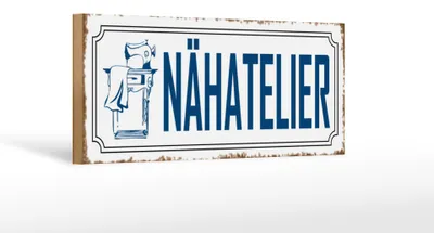 Produktbild von Holzschild Nähatelier, 27x10 cm, Holzschilder Spruch Nähmaschine