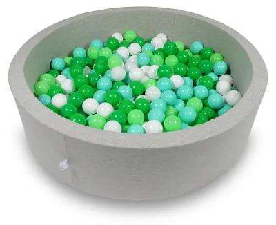 Image de Bassin de séchage 110x30cm gris clair avec 400 balles : blanc, vert clair, menthe, vert