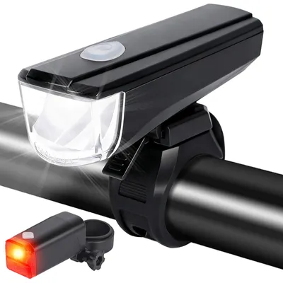 Produktbild von PQETBV Fahrradlicht Set, Fahrradlicht Akku, Fahrrad Licht StVZO Zugelassen, Fahrrad Lichter LED Set IPX5 Wasserdicht Vorne Frontlicht & Rücklicht Set, Taschenlampe für Radfahren