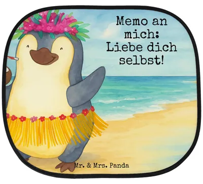 Produktbild von Mr. & Mrs. Panda Autoscheiben Sonnenschutz Pinguin Kokosnuss Design - Weiß - Geschenk, für Auto, Urlaub, Sonnenblende, Aloha, Seitenscheibe, Ferien, glücklich, Fenster
