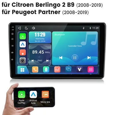 Zdjęcie produktu dla Samochodowe radio z systemem CarPlay, bezprzewodowe, 9-calowe, z systemem Linux, przeznaczone do samochodów Citroën Berlingo (lata 2008–2019), wyposażone w Wi-Fi, Bluetooth, obsługę przycisków sterowania na kierownicy, tuner FM oraz procesor DSP