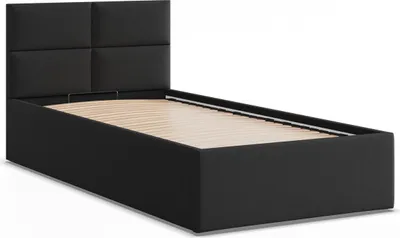 Produktbild von Gepolstertes Bett mit Kopfteil 90x200 cm, Schwarz