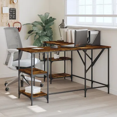 Produktbild von Maison Exclusive - Schreibtisch Räuchereiche 139x139x75 cm Holzwerkstoff