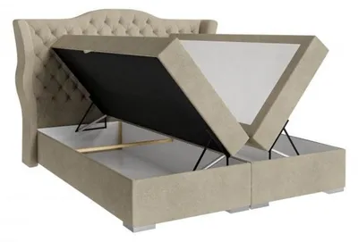 Obrázok produktu pre Moderná béžová posteľ s pružinovým matracom, rozmer 180 x 200 cm, s opierkou, pohodlné postele