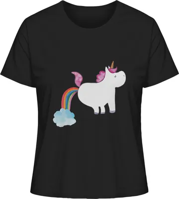 Produktbild von Mr. & Mrs. Panda damen shirt Einhorn Pupsen Größe L - Schwarz - Geschenk, Spaß, Mit Spruch, Unicorn, Basic T-Shirt, Lustig, Oberteil, Freundin, Kurzarm, Regenbogen