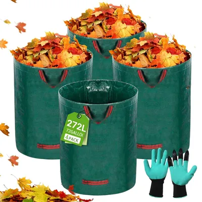 Image de Omgoods - Ensemble de 4 sacs pour déchets de jardin de 272 litres, avec poignées