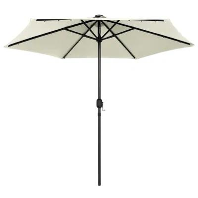 Image de Parasol The Living Store avec éclairage LED et mât en aluminium, 270 cm, blanc sable