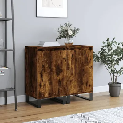 Produktbild von The Living Store Sideboards 2 Stk. Räuchereiche 40x35x70 cm Holzwerkstoff