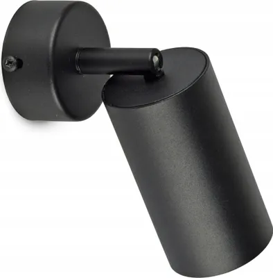 A black metal wall lamp is shown against a white background.
