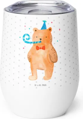 Produktbild von Mr. & Mrs. Panda Thermo Becher Bär Geburtstag - Weiß - Geschenk, Happy Birthday, thermosbecher, Glückwunsch, Teddy, glühweinbecher, Weintumbler, Alles Gute, kaffee tasse