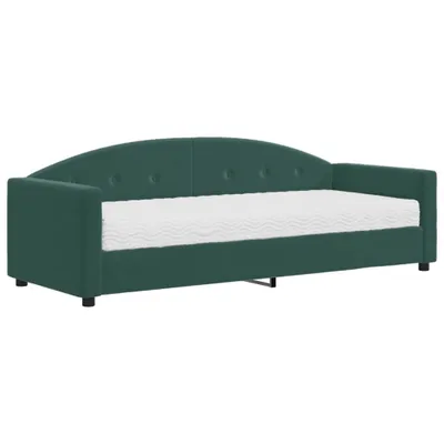 Image de vidaXL Lit de jour avec matelas vert foncé 80x200 cm velours