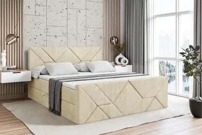 Produktbild von ALTDECOR Boxspringbett mit Fußteil, H4 Matratze und Topper - 140x200 cm - BARWA-Z - Beige Monolith - Polsterbett mit Bettkasten und Lattenrost, Bett mit Stauraum