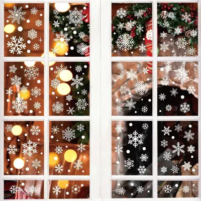 Produktbild von Fensterbilder Weihnachten Schneeflocken Selbstklebend, 197 Stück, Fensterdeko Winter