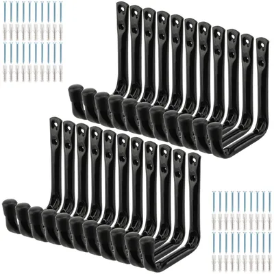 Image de Lot de 20 crochets de rangement pour garage, crochets robustes J-Utility, fixation murale, outils de jardinage, organiseurs de rangement (11,5 cm x 10 cm)