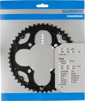 Produktbild von Shimano Kettenblatt M361 | 48 Zähne 7-/8- fach ACERA LK 104 Schwarz Chainring