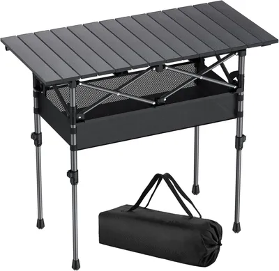 Immagine prodotto di Tavolo da campeggio – tavolo pieghevole da giardino – in alluminio – portatile e regolabile in altezza – nero