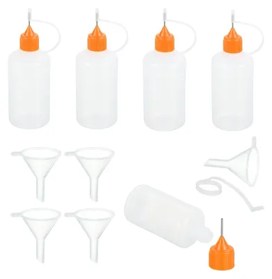 5 Applikatorflaschen 50 ml mit Nadelspitze, Orange