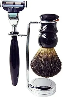 Image de Set de rasage 3pcs.support avec blaireau et rasoir humide Mach 3