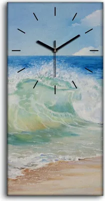 Produktbild von Wanduhr Uhr Wandbild Leinwand 30x60 Meereslandschaft Tropisches Strand - schwarze Hände