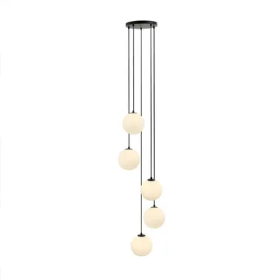 Zdjęcie produktu dla HOME DELUXE Szklana lampa wisząca SUNA Biała - 5 świateł | Lampa wisząca Lampa sufitowa Lampa wisząca