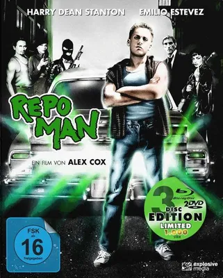 Produktbild von PLAION Repo Man (Mediabook, 1 Blu-ray + 2 DVDs), DVD/Blu-Ray, Niemiecki, Angielski, Science Fiction, 2D, Niemiecki, Angielski, 1.85:1