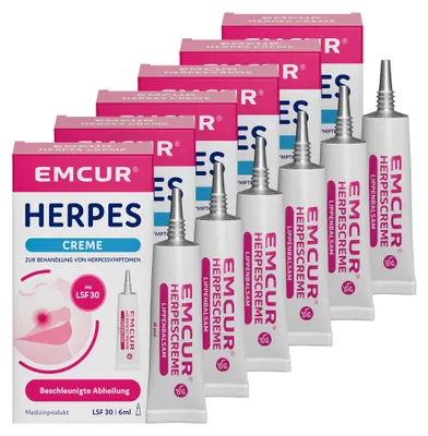 Produktbild von EMCUR® Herpes Creme wirksam zur Behandlung von Lippenherpes - 6x6ml, KI-generiertes Bild