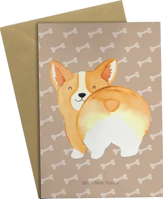 Produktbild von Mr. & Mrs. Panda Glückwunschkarte Corgi Po - Hundeglück - Geschenk, osterkarten, babykarte, Selbstliebe, einladungskarten, Hund, Grußkarte, Spruch, weihnachtskarten