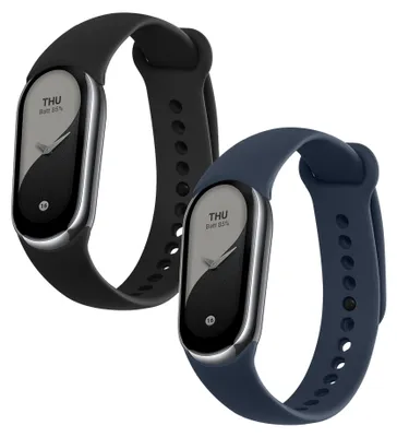 Produktbild von kwmobile 2x Uhrenarmband für Xiaomi Mi Band 10 / Mi Band 9 / 8 Armband - Fitnesstracker Band Set aus TPU Silikon - Ersatzarmband Smartwatch - Schwarz
