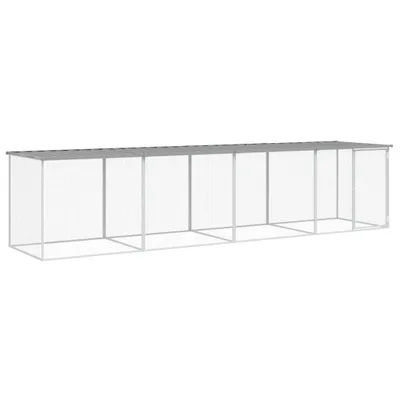 Produktbild von vidaXL Hühnerkäfig mit Dach Hellgrau 403x98x90 cm Verzinkter Stahl