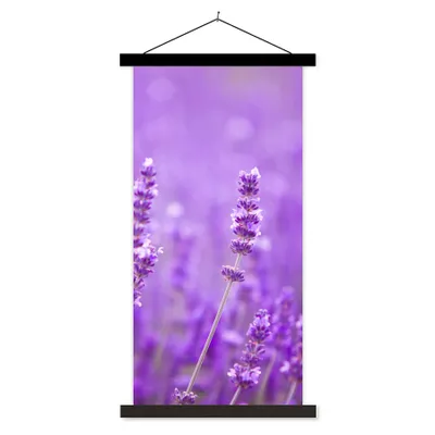 Produktbild von MuchoWow® Textilposter Lavendel - Nahaufnahme - Blumen - Lila 90x180 cm mit schwarzem Rahmen - Dekoration Wohnzimmer