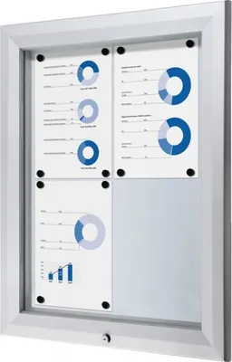Produktbild von Schaukasten, abschließbar, IP56, Aluminium, 583x760x47mm, 4xA4, 10,33kg