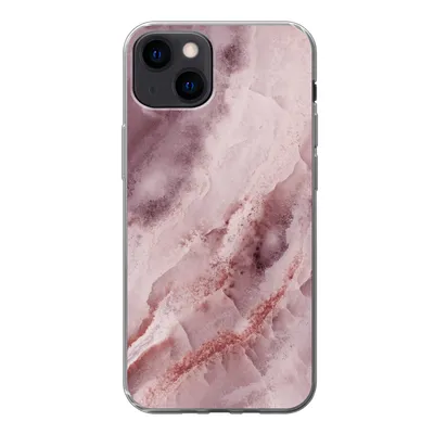 Produktbild von MuchoWow® Handyhülle Schutzhülle Hülle für iPhone 13 Naturstein - Rosa - Luxus Silikon Softcase Handy Hülle - Karteninhaber