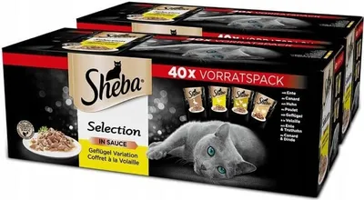 Produktbild von Sheba Selection Mini filets Katzenfutter nass in Sauce Geflügel Variation 80 Portionsbeutel à 85g (2-er Pack)