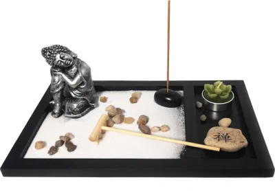 Produktbild von Zen-Garten mit Buddhafigur mit Teelicht Rauchstab Nr: YH072