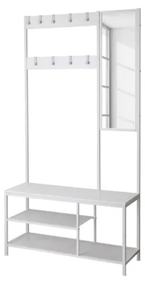 Produktbild von home24 Garderobe mit Spiegel - Eisen / Spanplatte