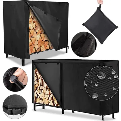 Produktbild von Brennholzregal Abdeckung 122x61x107 cm Wasserdicht 420D Oxford Kaminholzregal Schutzhülle Kaminholz Abdeckplane UV-Beständig