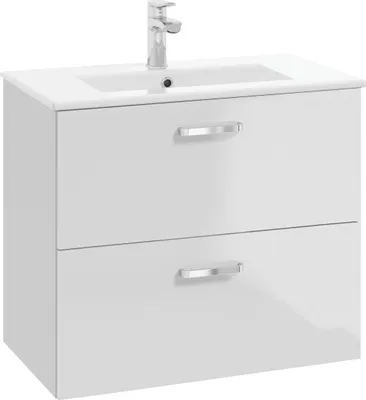 Produktbild von Stamar Hänge-Waschtisch Set Weiß Hochglanz 80x40 mit Keramik-Waschbecken 2 Soft-Close Schubladen