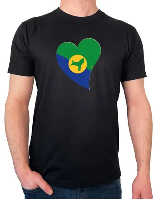 Produktbild von Huuraa Herren T-Shirt Weihnachtsinsel Flagge Herz S Black Bio Baumwolle Fairtrade Herrenshirt Geschenkidee