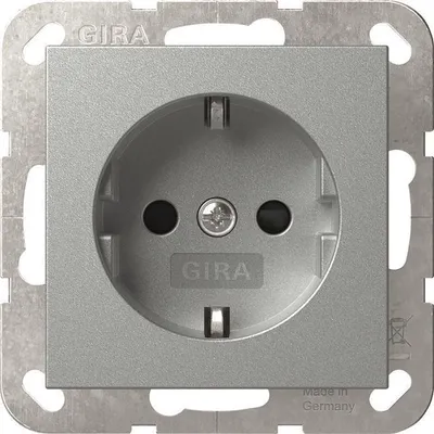 Obrázok produktu pre GIRA System 55, Schuko, Hliník, 220 - 250 V, 50/60 Hz, 0 - 45 °C, 32 mm