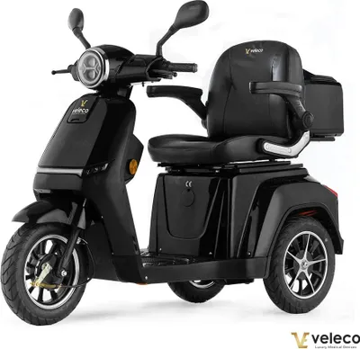 Immagine prodotto di Scooter elettrico Veleco Turris - Scooter a 3 ruote per la mobilità - illuminazione a LED - 800W - completamente assemblato e pronto per la guida - scooter per la mobilità senior (nero)
