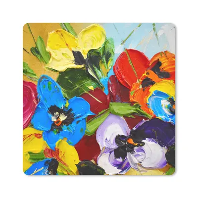 Produktbild von MuchoWow® Mauspad Mousepad Ölfarbe - Malerei - Blumen 20x20 cm - Mousepads - Maus Mat - Pad - Mausunterlage - Desk Mat - Bureauartikeln