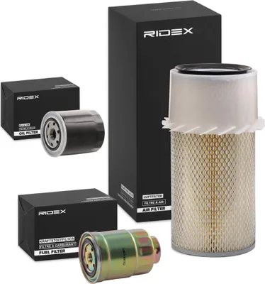 Produktbild von RIDEX Filterset Inspektionspaket Filtersatz für HYUNDAI GALLOPER II (JK-01) für MITSUBISHI L 300 III Bus (P0W, P1W, P2W)