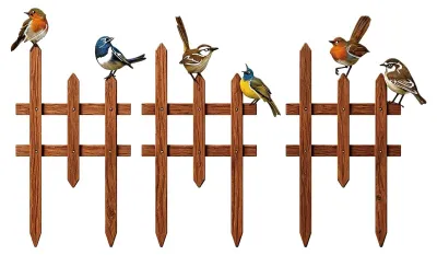 Imagen del producto de Juego de 3 vallas para jardín con decoración de pájaros