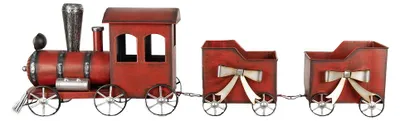 Image de Clayre & Eef Décoration de Noël Train 94x18x28 cm Rouge Métal