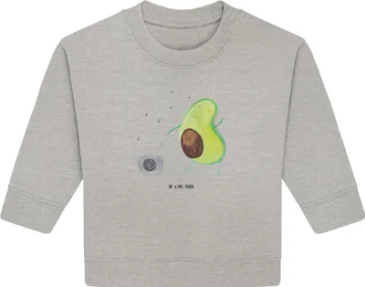Produktbild von Mr. & Mrs. Panda Organic Baby Pullover Avocado Tanzen 6. - 12. Monat - Heather Grey - Geschenk, Singen, Party, Bullover, Musik, Feier