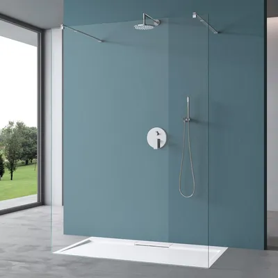 Produktbild von Mai & Mai Duschwand Duschabtrennung 2 Haltestange für Walk-In Dusche 130cm 8mm Klarglas ESG-Sicherheitsglas mit Nanobeschichtung  Bremen01K+2