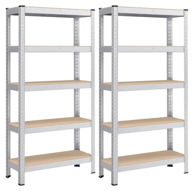 Image de Lot de 2 étagères pour bières – Étagère en métal – Acier galvanisé – MDF – 30 x 75 x 150 cm
