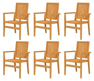 Produktbild von Gartenstühle 6 Stück. Stapelbar 56,5x57,5x91 cm Massivholz Teak, Gartenmöbel Stapelstuhl Balkonstühle für den Außenbereich